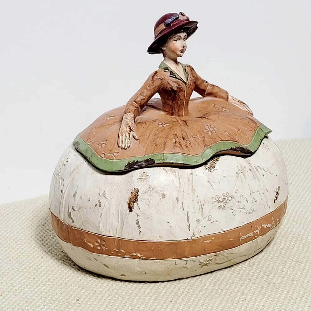 Vintage Appalachian Working Woman Powder Box Folk Art - Picture 6 of 15